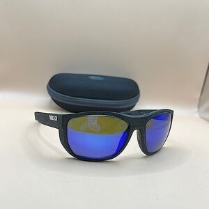 Costa Black Frame Sunglasses with Blue Lenses